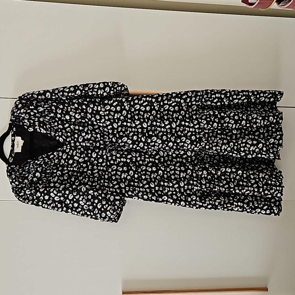 Ba&Sh Midi Dress Floral Black Green White with ruffles and belt XS